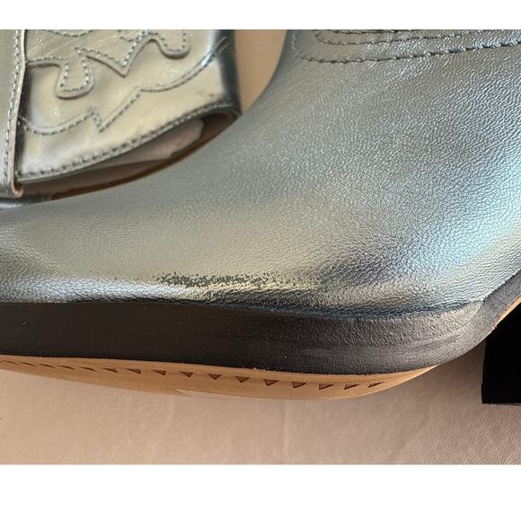 Dolce Vita Landen Western Boots Electric Blue Women's 8 Leather Mid Calf Pull On - Picture 12 of 13